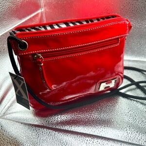 Maxx NY red patent leather crossbody bag nwt- zebra lining